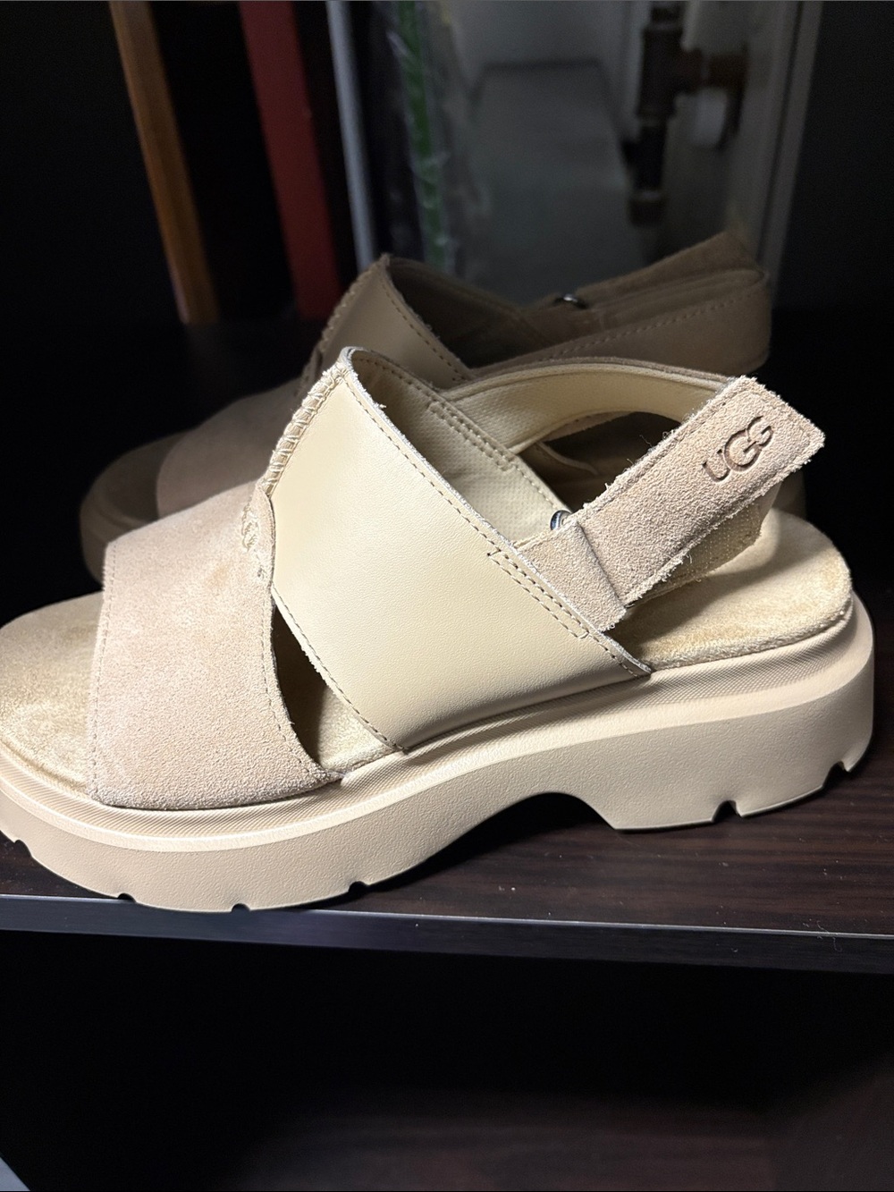 UGG Women's Beige/Tan Platform Slingback Sandal